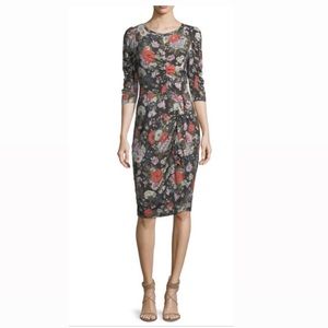 Rebecca Taylor Jersey Floral Ruched Dress